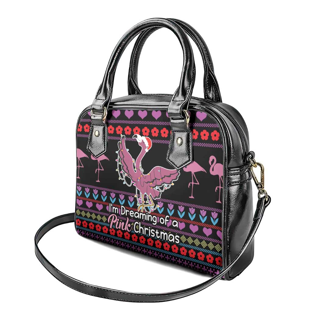 Flamingo Im Dreaming Of A Pink Christmas Shoulder Handbag