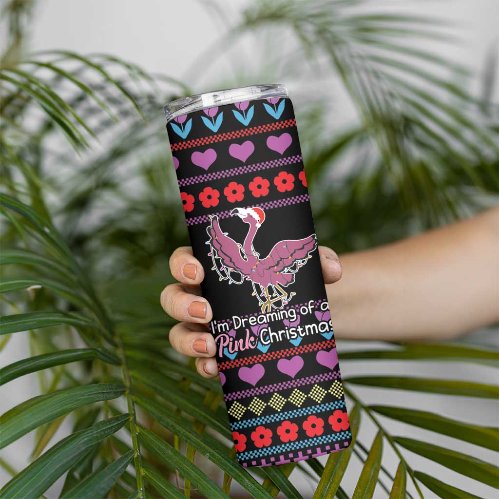 Flamingo Im Dreaming Of A Pink Christmas Skinny Tumbler - Wonder Print Shop