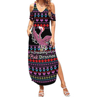Flamingo Im Dreaming Of A Pink Christmas Summer Maxi Dress - Wonder Print Shop