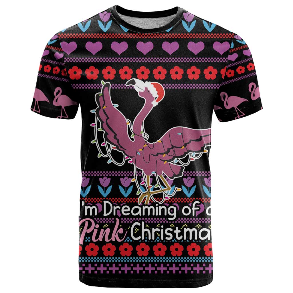 Flamingo Im Dreaming Of A Pink Christmas T Shirt - Wonder Print Shop