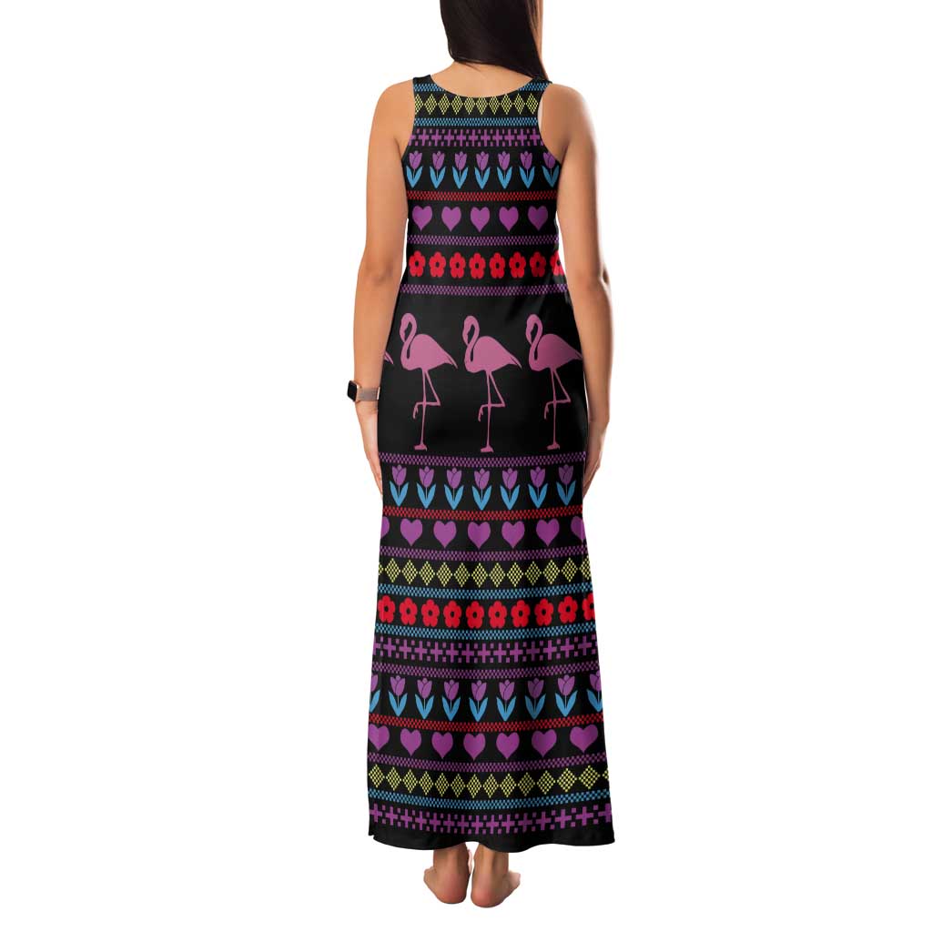 Flamingo Im Dreaming Of A Pink Christmas Tank Maxi Dress - Wonder Print Shop