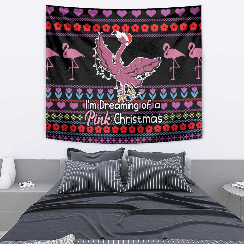 Flamingo Im Dreaming Of A Pink Christmas Tapestry - Wonder Print Shop