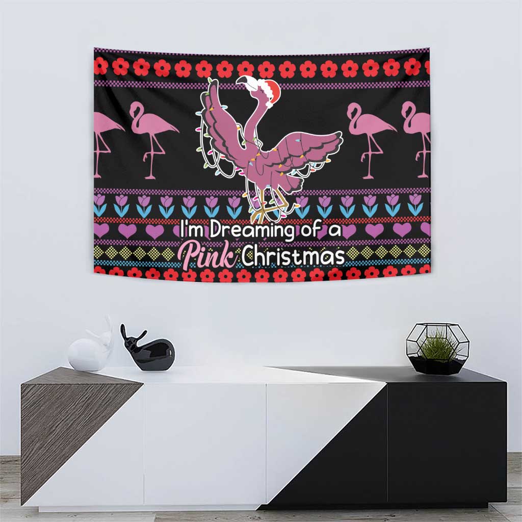 Flamingo Im Dreaming Of A Pink Christmas Tapestry - Wonder Print Shop