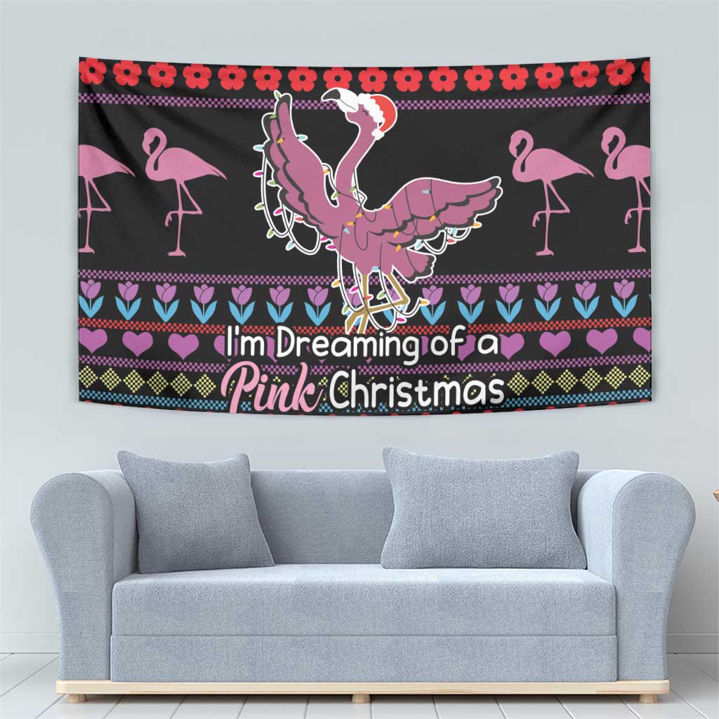 Flamingo Im Dreaming Of A Pink Christmas Tapestry - Wonder Print Shop