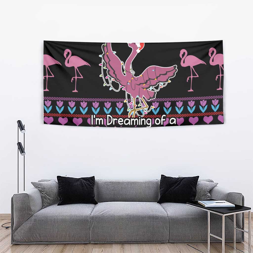 Flamingo Im Dreaming Of A Pink Christmas Tapestry - Wonder Print Shop