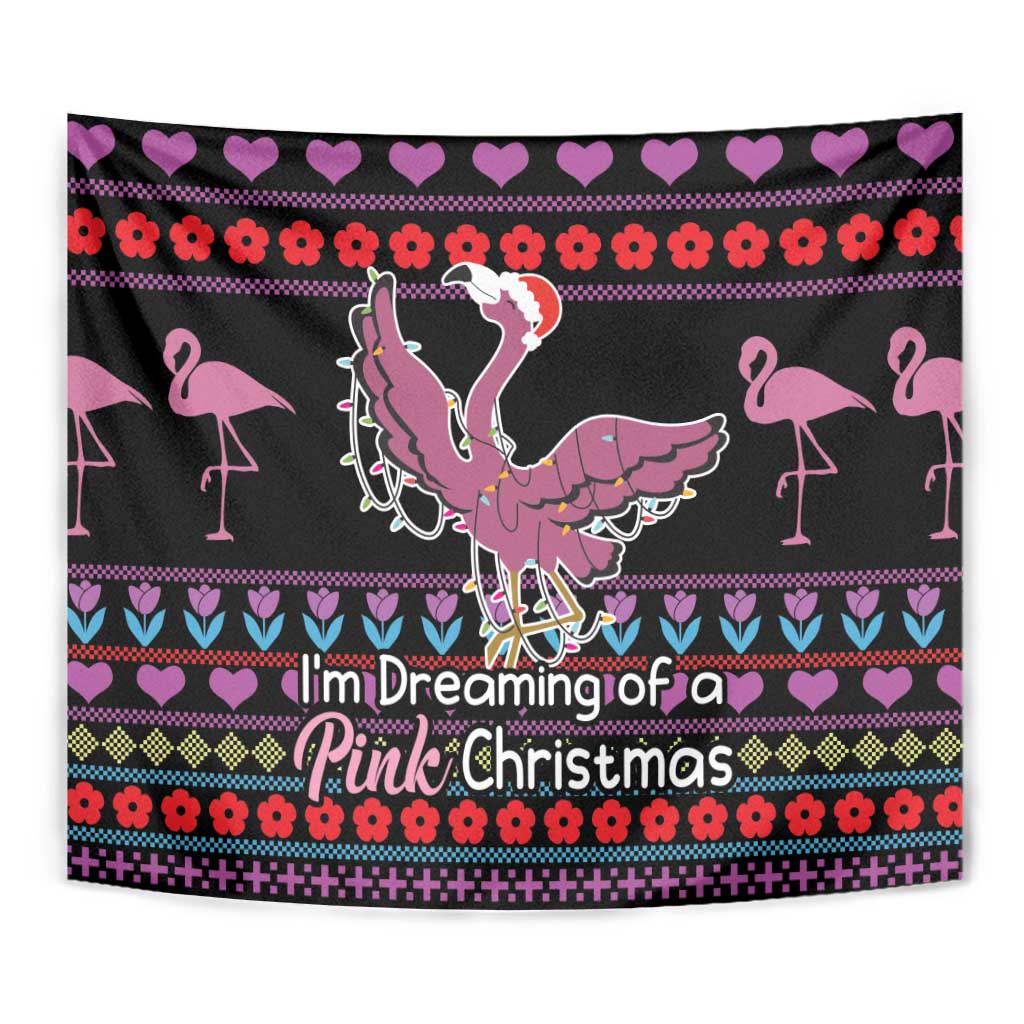 Flamingo Im Dreaming Of A Pink Christmas Tapestry - Wonder Print Shop
