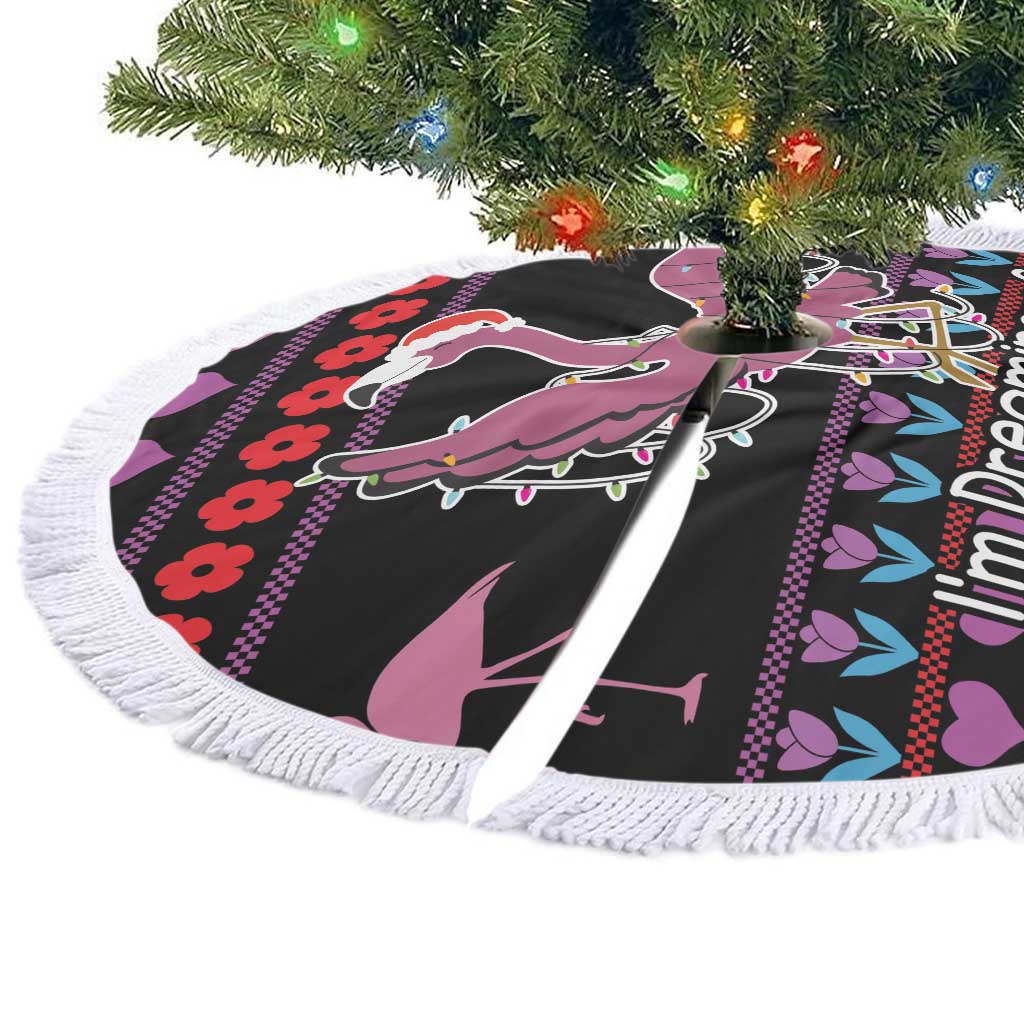 Flamingo Im Dreaming Of A Pink Christmas Tree Skirt - Wonder Print Shop