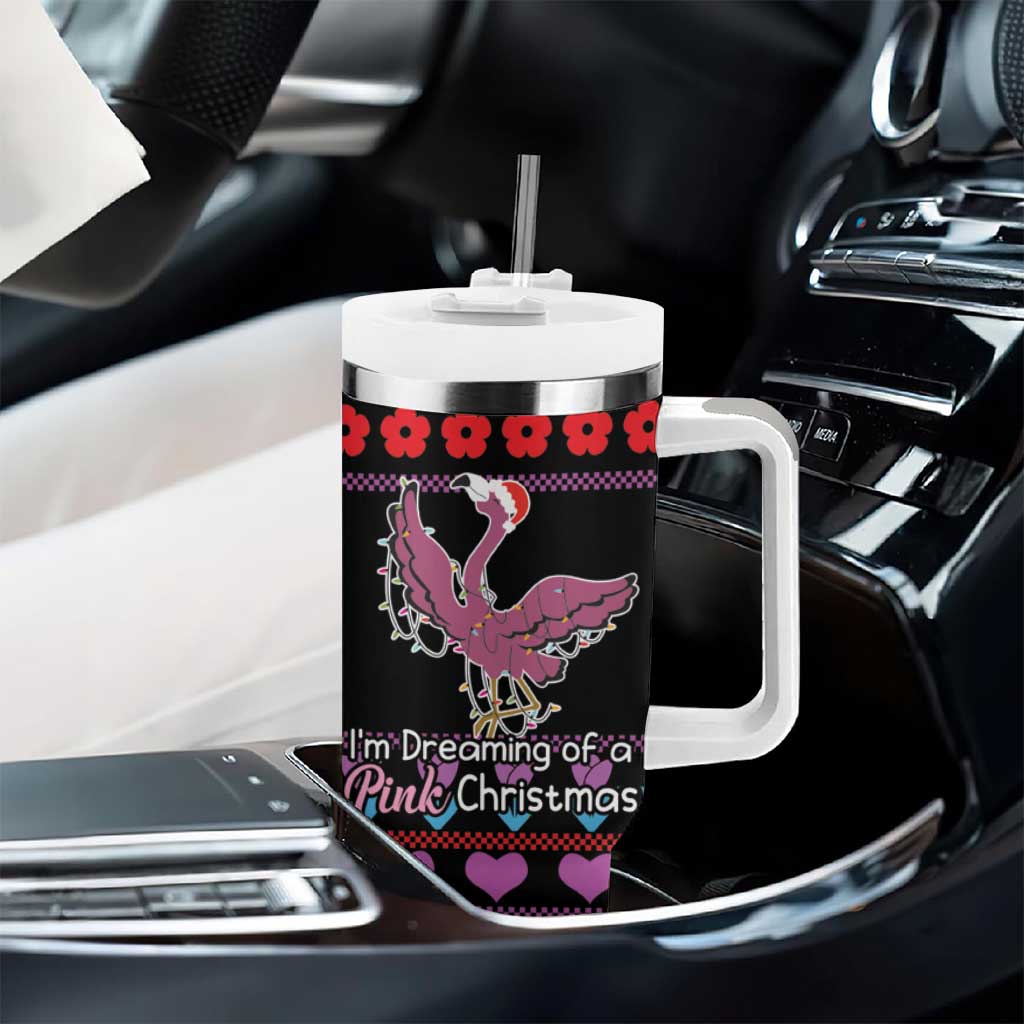 Flamingo Im Dreaming Of A Pink Christmas Tumbler With Handle - Wonder Print Shop