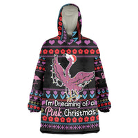 Flamingo Im Dreaming Of A Pink Christmas Wearable Blanket Hoodie - Wonder Print Shop