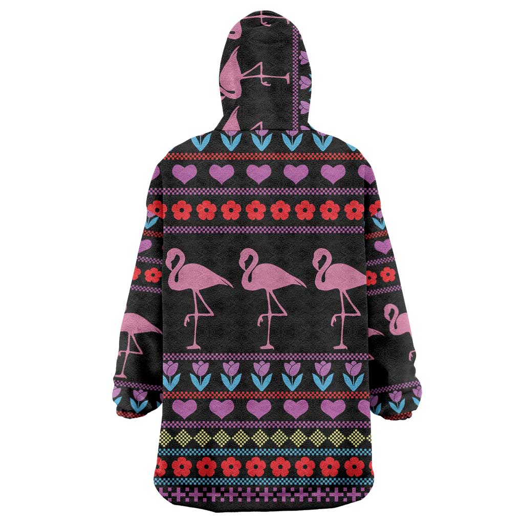 Flamingo Im Dreaming Of A Pink Christmas Wearable Blanket Hoodie - Wonder Print Shop