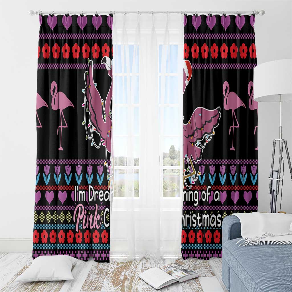Flamingo Im Dreaming Of A Pink Christmas Window Curtain - Wonder Print Shop