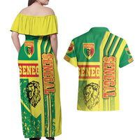 Senegal Football Couples Matching Off Shoulder Maxi Dress and Hawaiian Shirt Lions of Teranga Soccer - Road To Champion - Wonder Print Shop