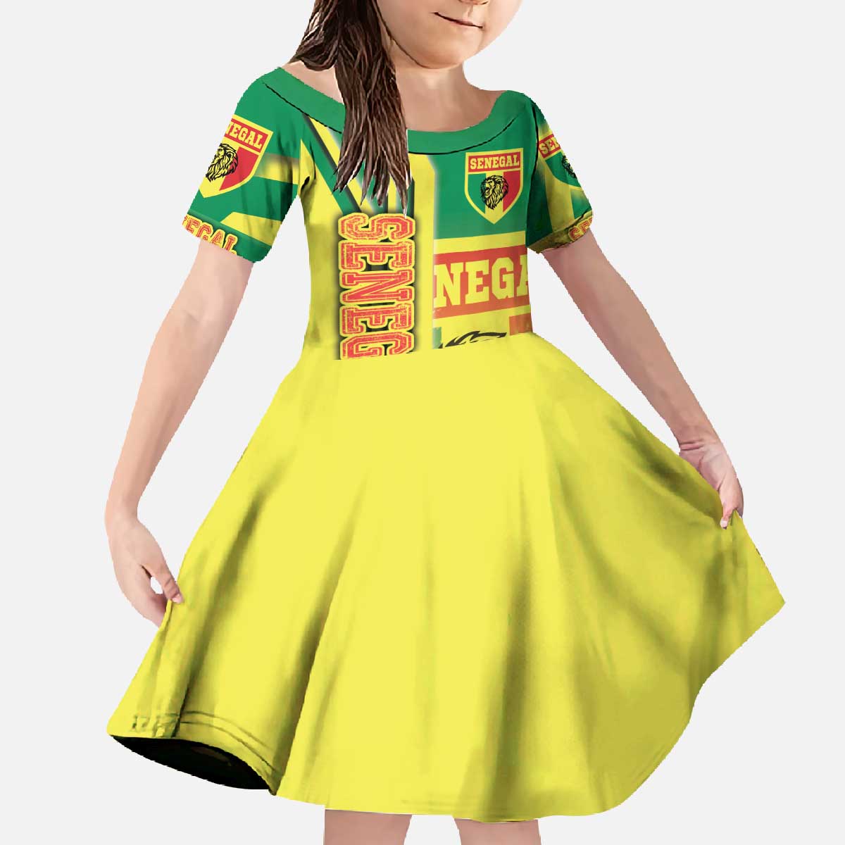 Senegal Football Family Matching Off The Shoulder Long Sleeve Dress and Hawaiian Shirt Lions of Teranga Soccer - Road To Champion - Wonder Print Shop