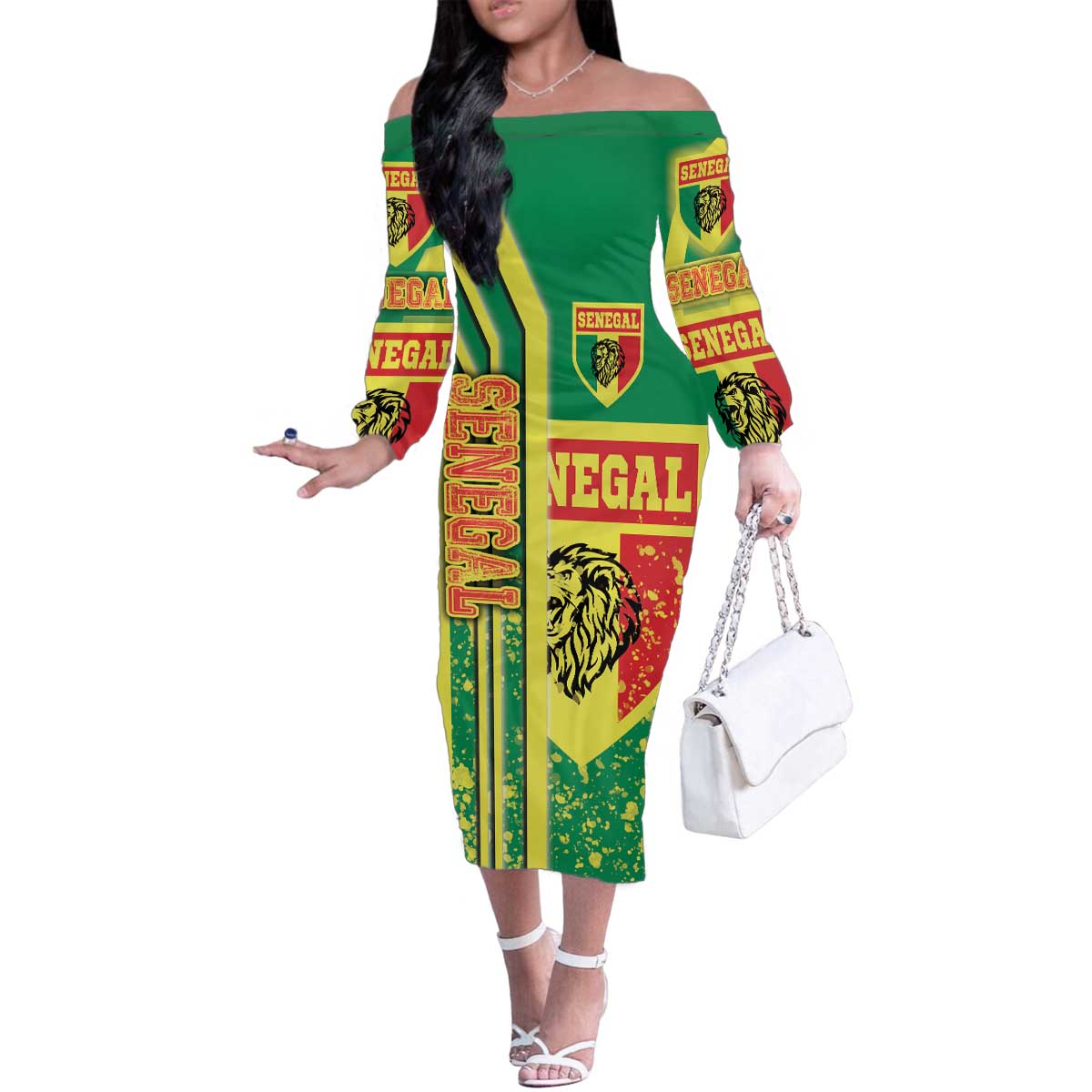 Senegal Football Family Matching Off The Shoulder Long Sleeve Dress and Hawaiian Shirt Lions of Teranga Soccer - Road To Champion - Wonder Print Shop