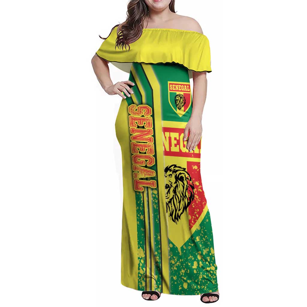 Senegal Football Family Matching Off Shoulder Maxi Dress and Hawaiian Shirt Lions of Teranga Soccer - Road To Champion - Wonder Print Shop