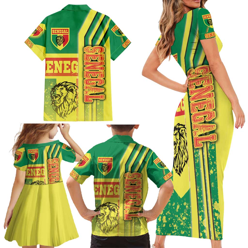 Senegal Football Family Matching Short Sleeve Bodycon Dress and Hawaiian Shirt Lions of Teranga Soccer - Road To Champion - Wonder Print Shop