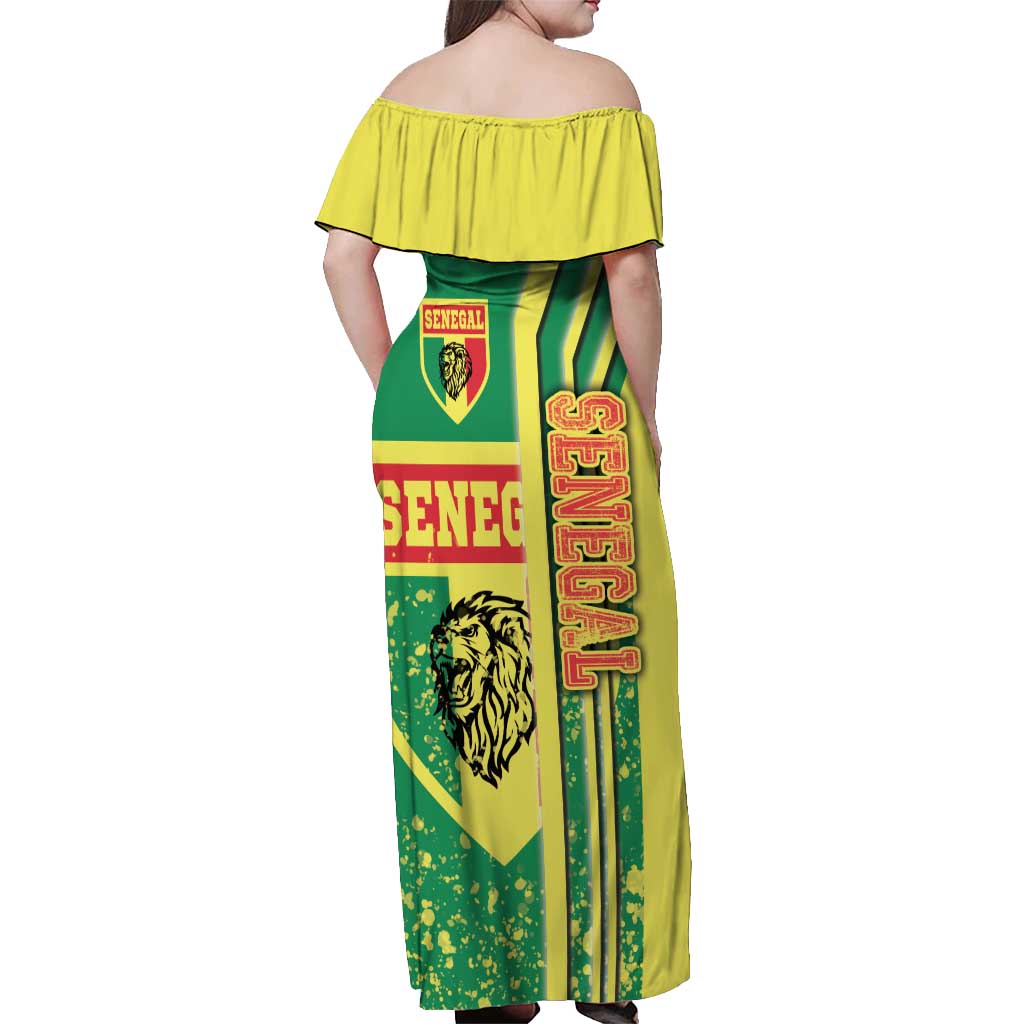 Senegal Football Off Shoulder Maxi Dress Lions of Teranga Soccer - Road To Champion - Wonder Print Shop