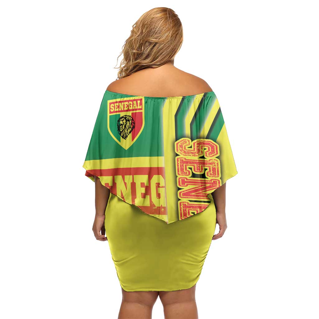 Senegal Football Off Shoulder Short Dress Lions of Teranga Soccer - Road To Champion - Wonder Print Shop