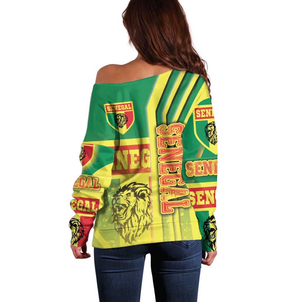 Senegal Football Off Shoulder Sweater Lions of Teranga Soccer - Road To Champion - Wonder Print Shop