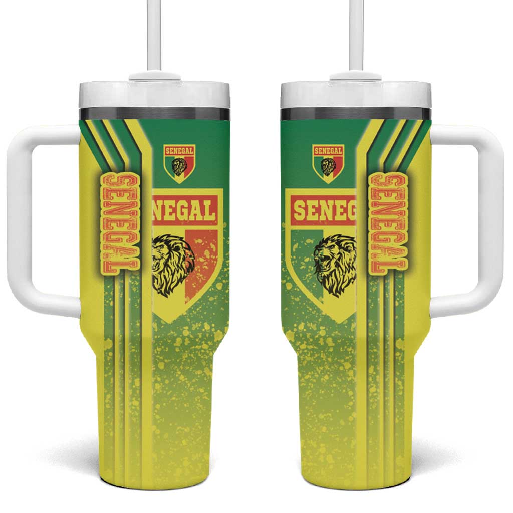 Senegal Football Tumbler With Handle Lions of Teranga Soccer - Road To Champion - Wonder Print Shop