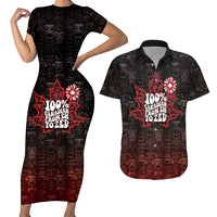 100% Canadian From Eh To Zed Couples Matching Short Sleeve Bodycon Dress and Hawaiian Shirt True North Strong and Free