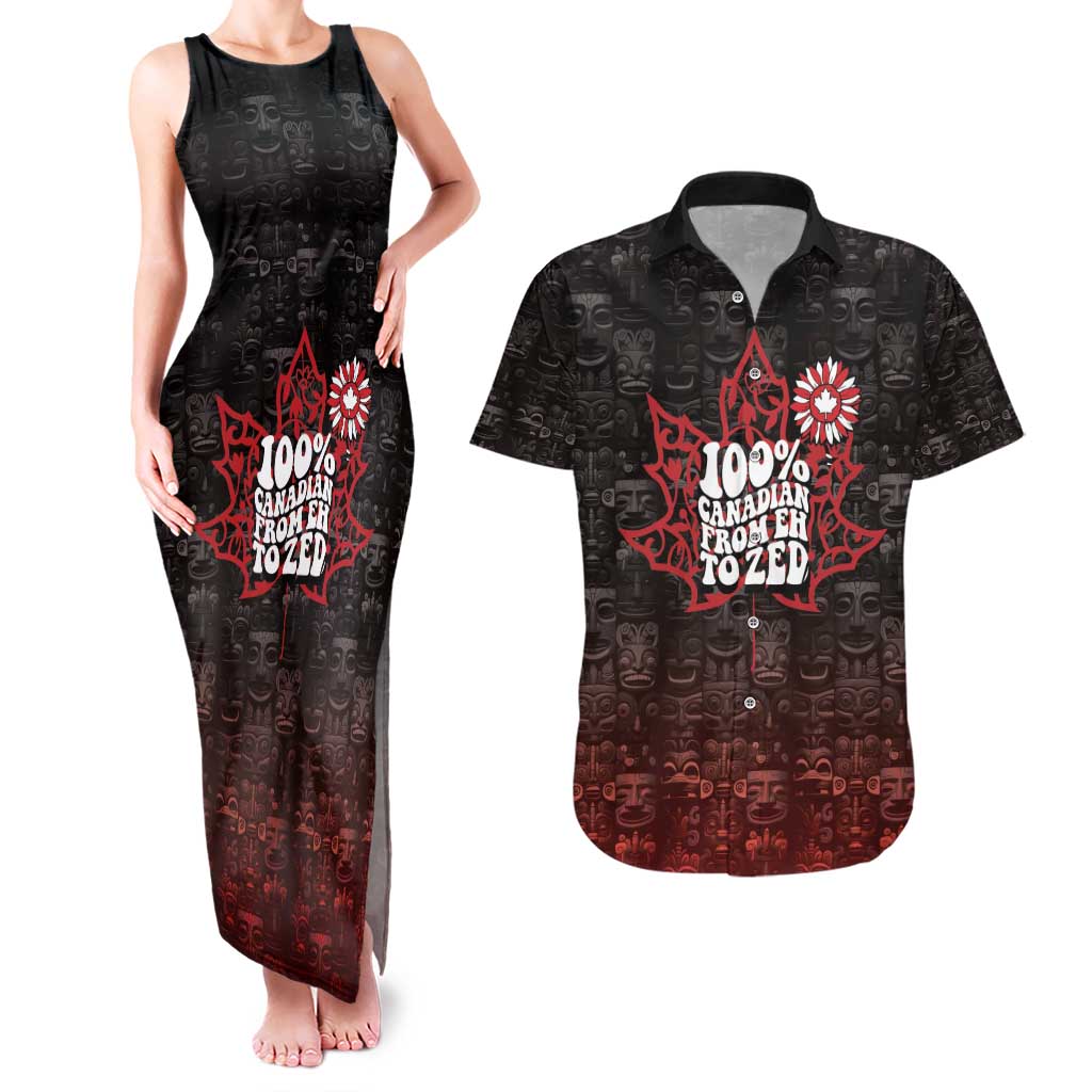 100% Canadian From Eh To Zed Couples Matching Tank Maxi Dress and Hawaiian Shirt True North Strong and Free