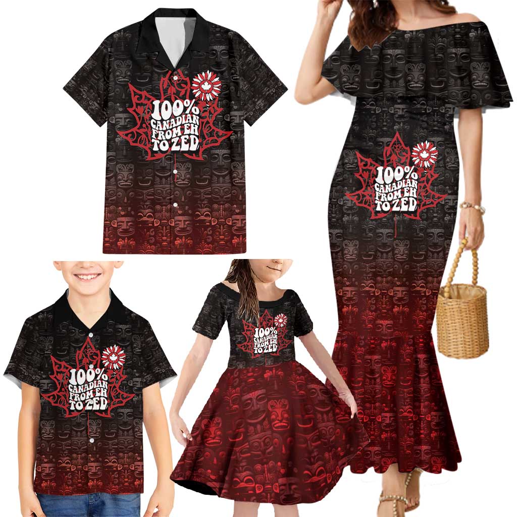 100% Canadian From Eh To Zed Family Matching Mermaid Dress and Hawaiian Shirt True North Strong and Free