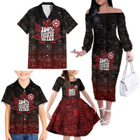 100% Canadian From Eh To Zed Family Matching Off The Shoulder Long Sleeve Dress and Hawaiian Shirt True North Strong and Free