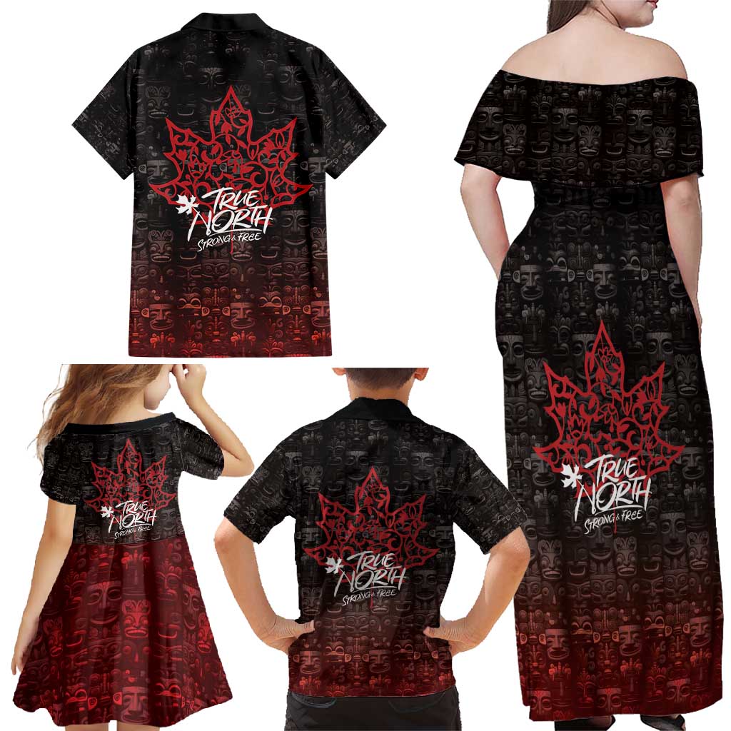 100% Canadian From Eh To Zed Family Matching Off Shoulder Maxi Dress and Hawaiian Shirt True North Strong and Free