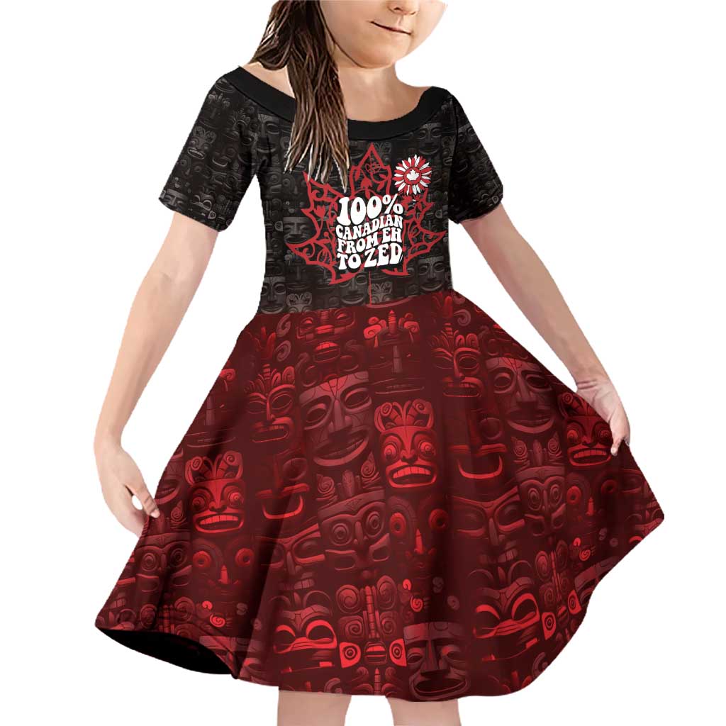 100% Canadian From Eh To Zed Family Matching Off Shoulder Short Dress and Hawaiian Shirt True North Strong and Free