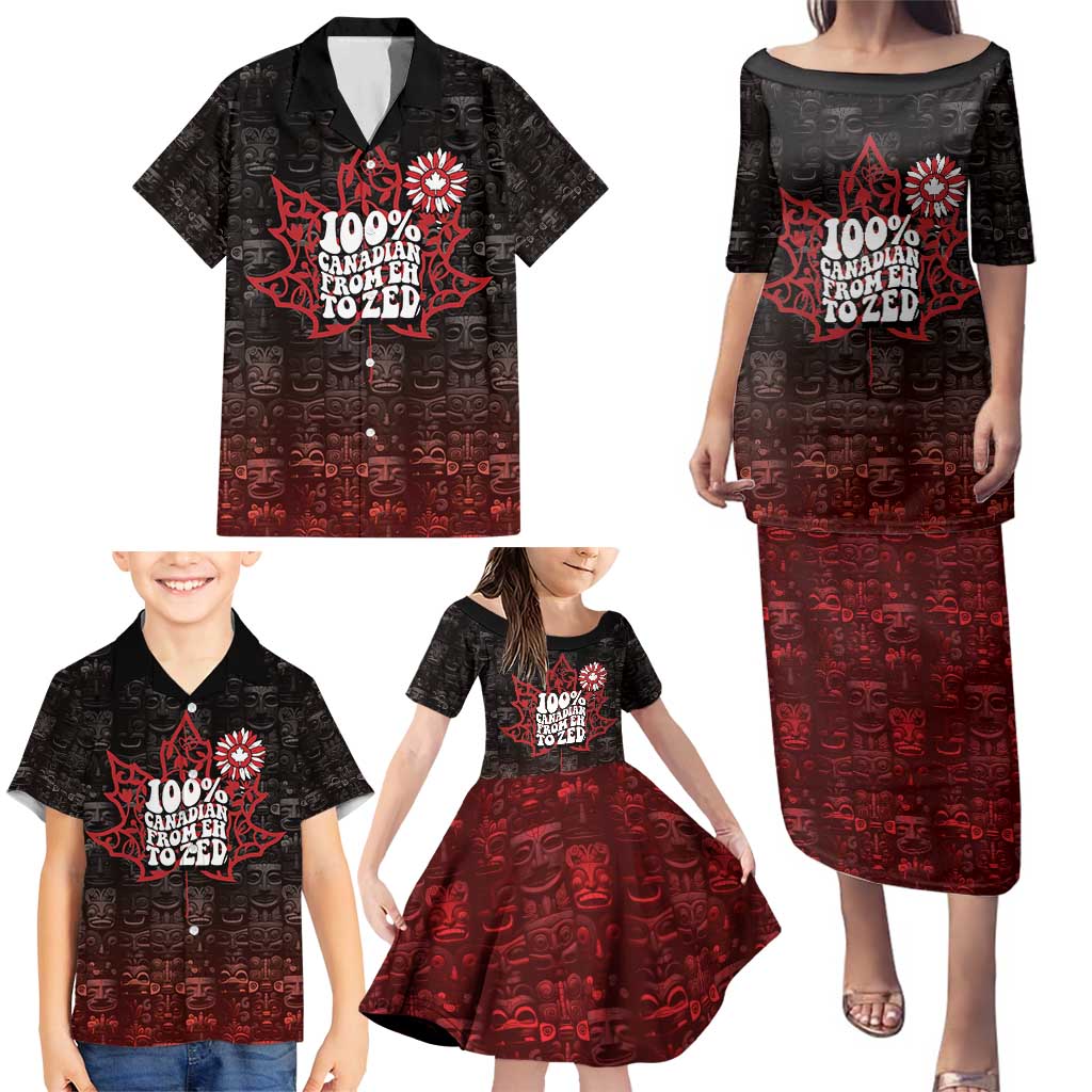 100% Canadian From Eh To Zed Family Matching Puletasi and Hawaiian Shirt True North Strong and Free