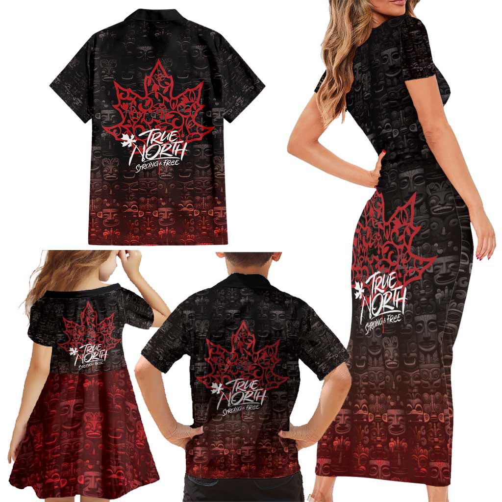 100% Canadian From Eh To Zed Family Matching Short Sleeve Bodycon Dress and Hawaiian Shirt True North Strong and Free