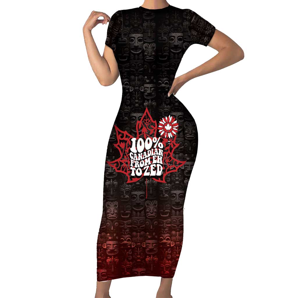 100% Canadian From Eh To Zed Family Matching Short Sleeve Bodycon Dress and Hawaiian Shirt True North Strong and Free