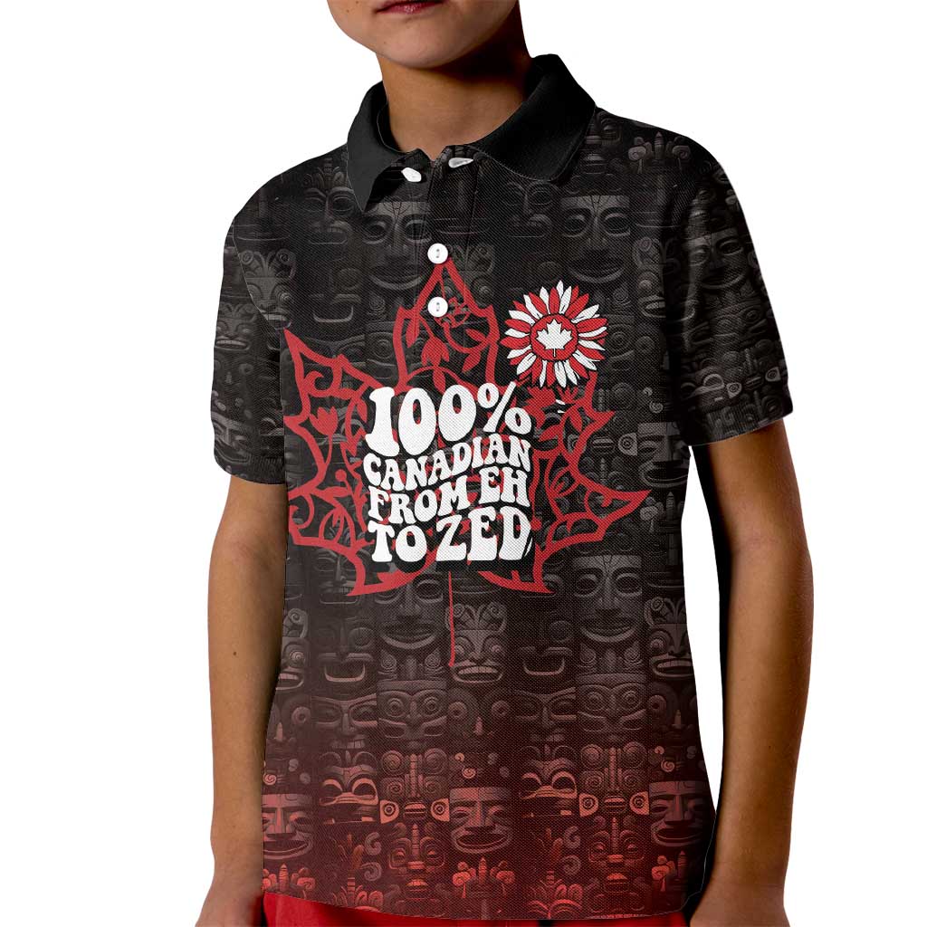 100% Canadian From Eh To Zed Kid Polo Shirt True North Strong and Free