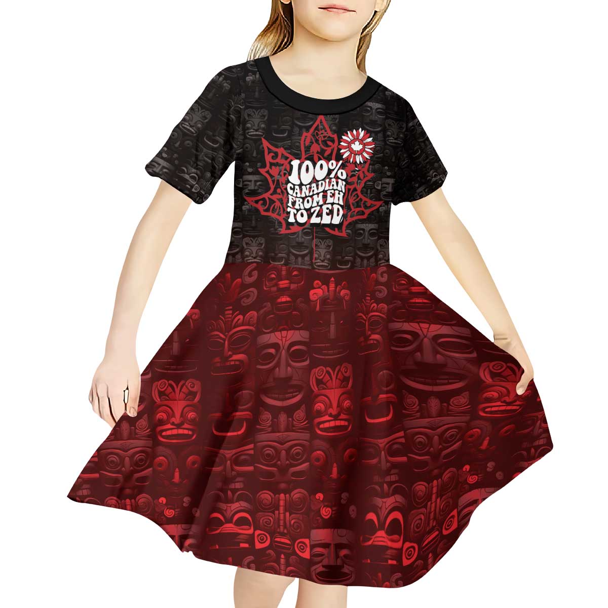 100% Canadian From Eh To Zed Kid Short Sleeve Dress True North Strong and Free