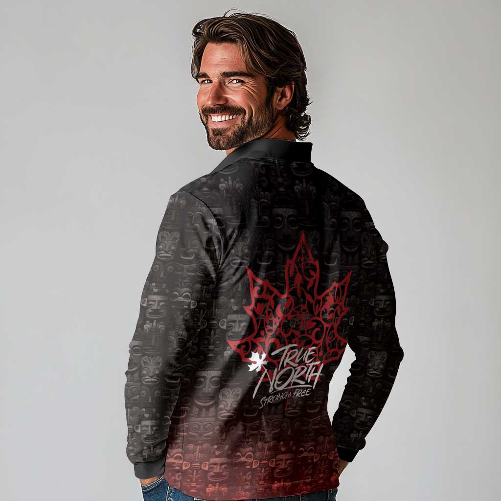 100% Canadian From Eh To Zed Long Sleeve Polo Shirt True North Strong and Free