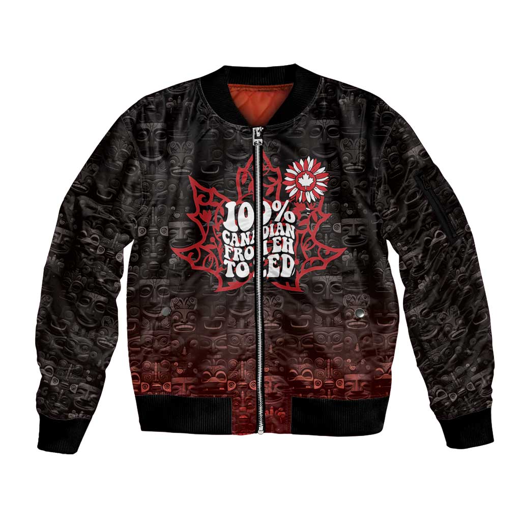 100% Canadian From Eh To Zed Sleeve Zip Bomber Jacket True North Strong and Free