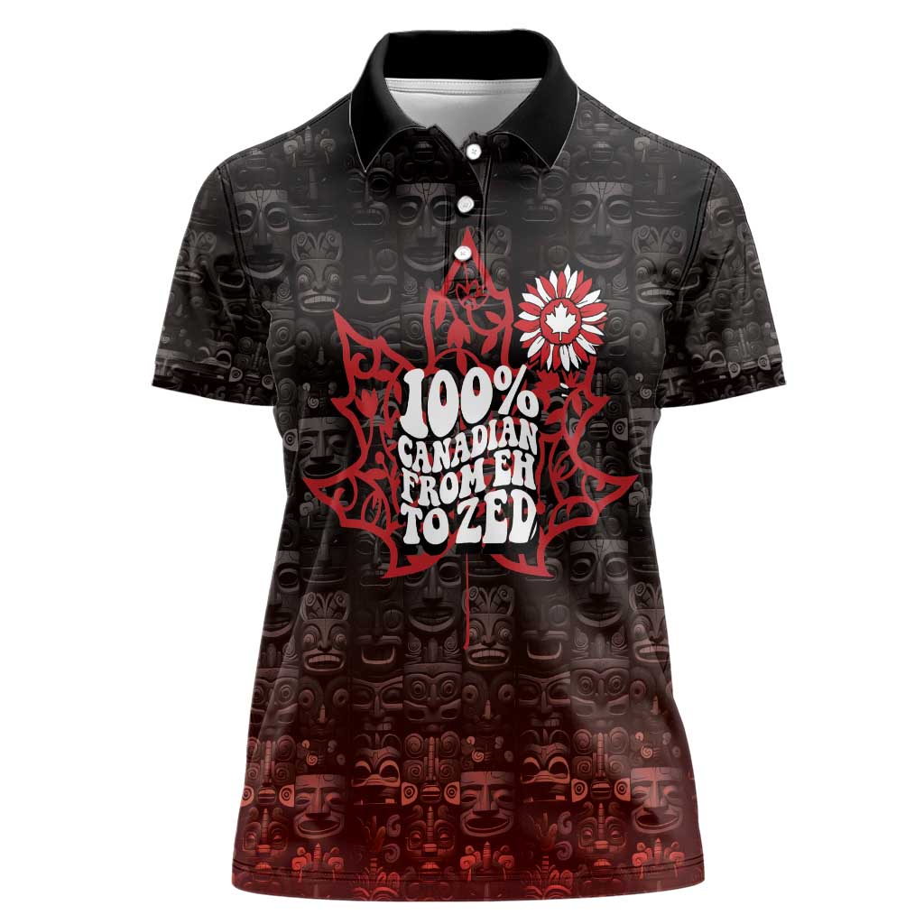 100% Canadian From Eh To Zed Women Polo Shirt True North Strong and Free