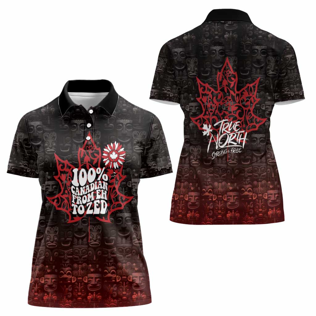 100% Canadian From Eh To Zed Women Polo Shirt True North Strong and Free