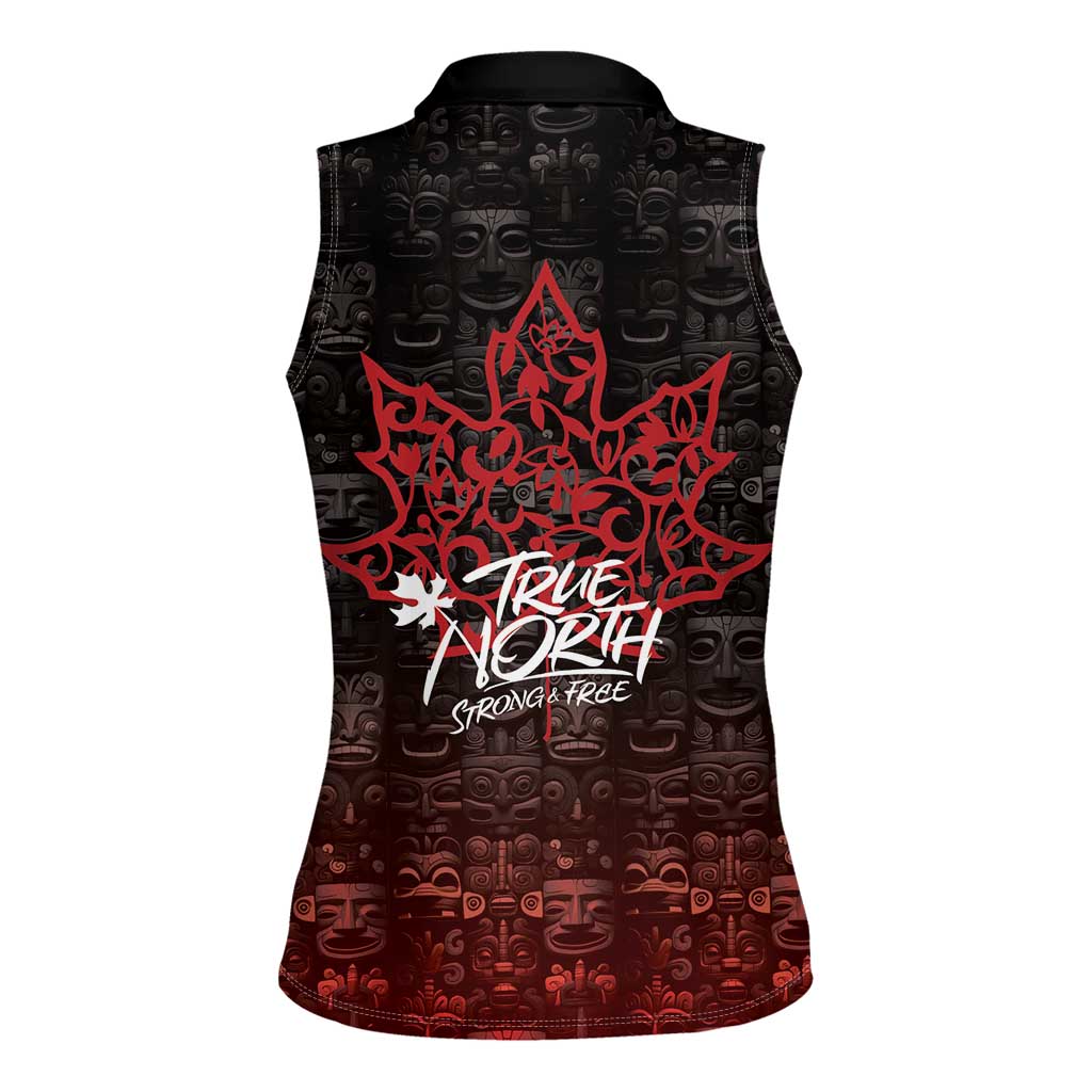 100% Canadian From Eh To Zed Women Sleeveless Polo Shirt True North Strong and Free