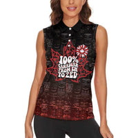100% Canadian From Eh To Zed Women Sleeveless Polo Shirt True North Strong and Free