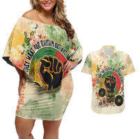 They Want Our Rhythm Not Our Blues Couples Matching Off Shoulder Short Dress and Hawaiian Shirt African Music Pride