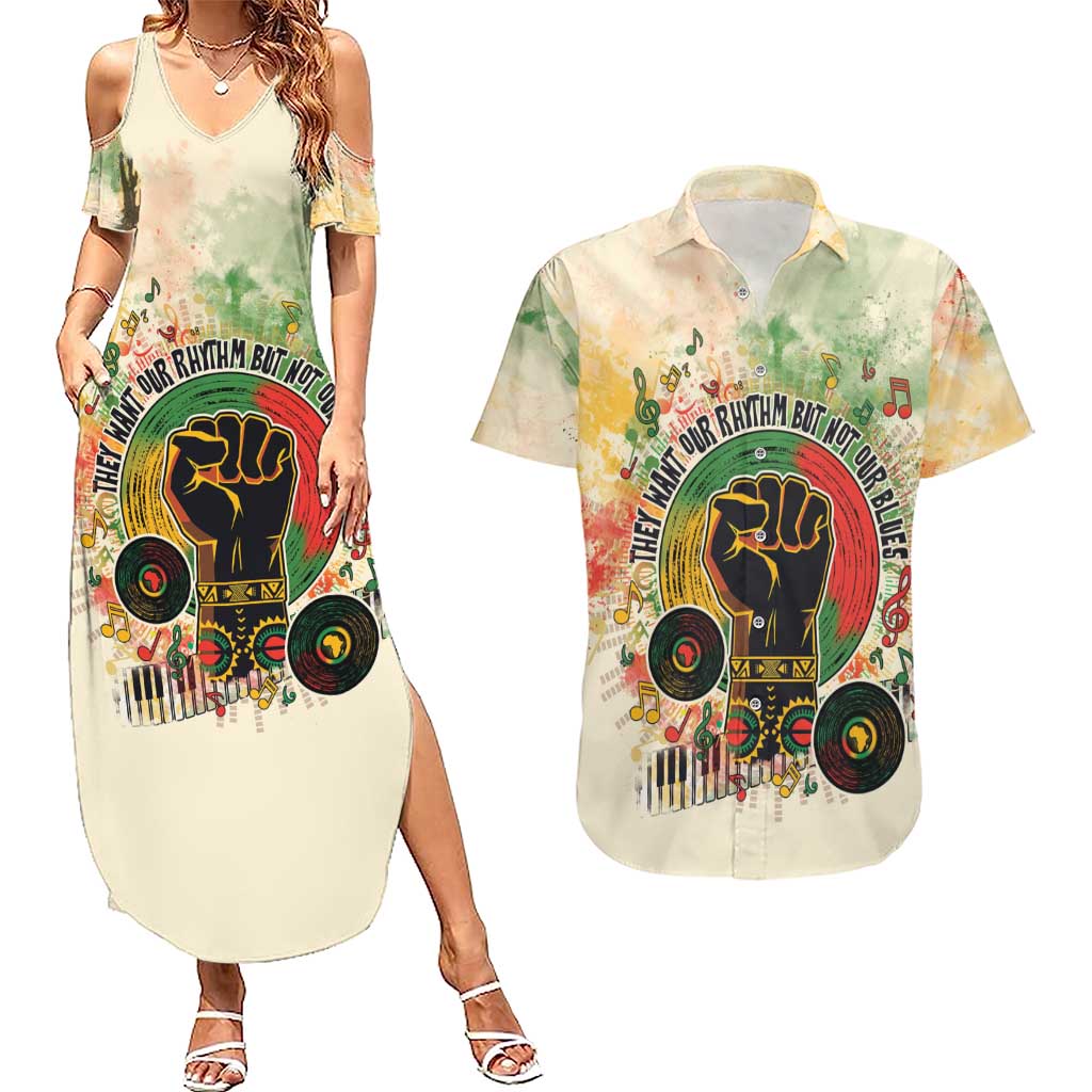 They Want Our Rhythm Not Our Blues Couples Matching Summer Maxi Dress and Hawaiian Shirt African Music Pride