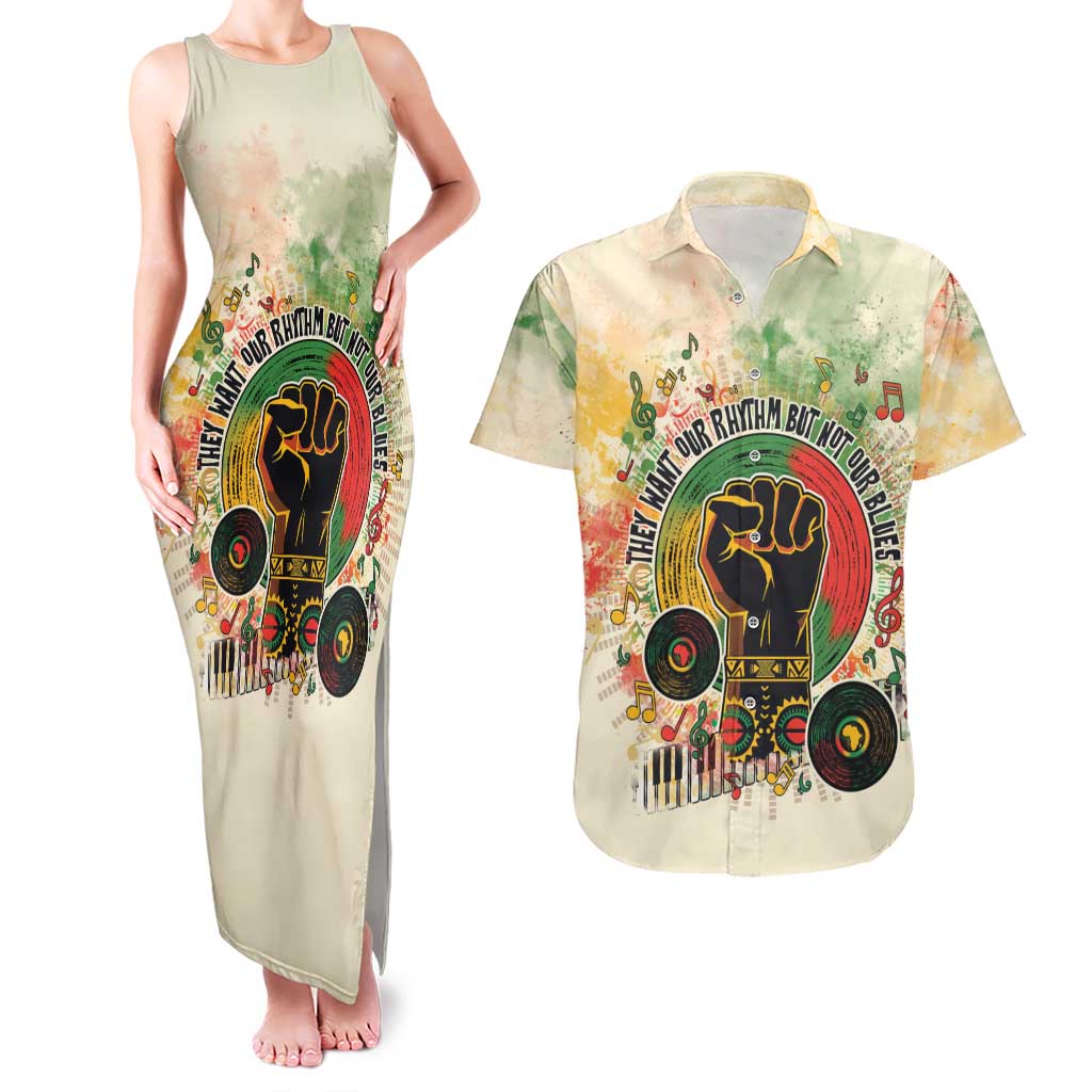 They Want Our Rhythm Not Our Blues Couples Matching Tank Maxi Dress and Hawaiian Shirt African Music Pride