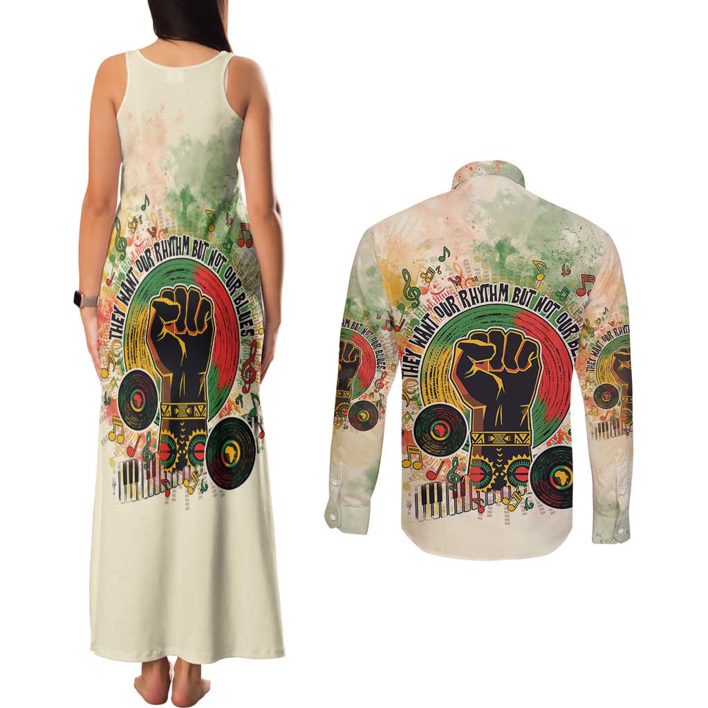They Want Our Rhythm Not Our Blues Couples Matching Tank Maxi Dress and Long Sleeve Button Shirt African Music Pride