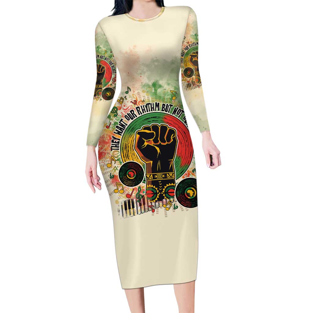 They Want Our Rhythm Not Our Blues Family Matching Long Sleeve Bodycon Dress and Hawaiian Shirt African Music Pride