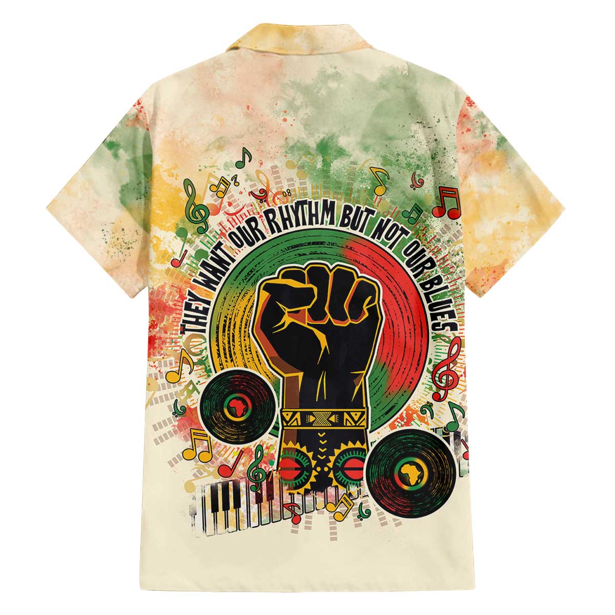 They Want Our Rhythm Not Our Blues Family Matching Off The Shoulder Long Sleeve Dress and Hawaiian Shirt African Music Pride