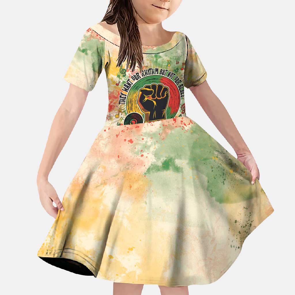 They Want Our Rhythm Not Our Blues Family Matching Off Shoulder Maxi Dress and Hawaiian Shirt African Music Pride