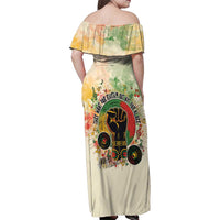 They Want Our Rhythm Not Our Blues Family Matching Off Shoulder Maxi Dress and Hawaiian Shirt African Music Pride