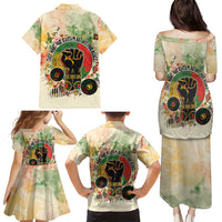 They Want Our Rhythm Not Our Blues Family Matching Puletasi and Hawaiian Shirt African Music Pride